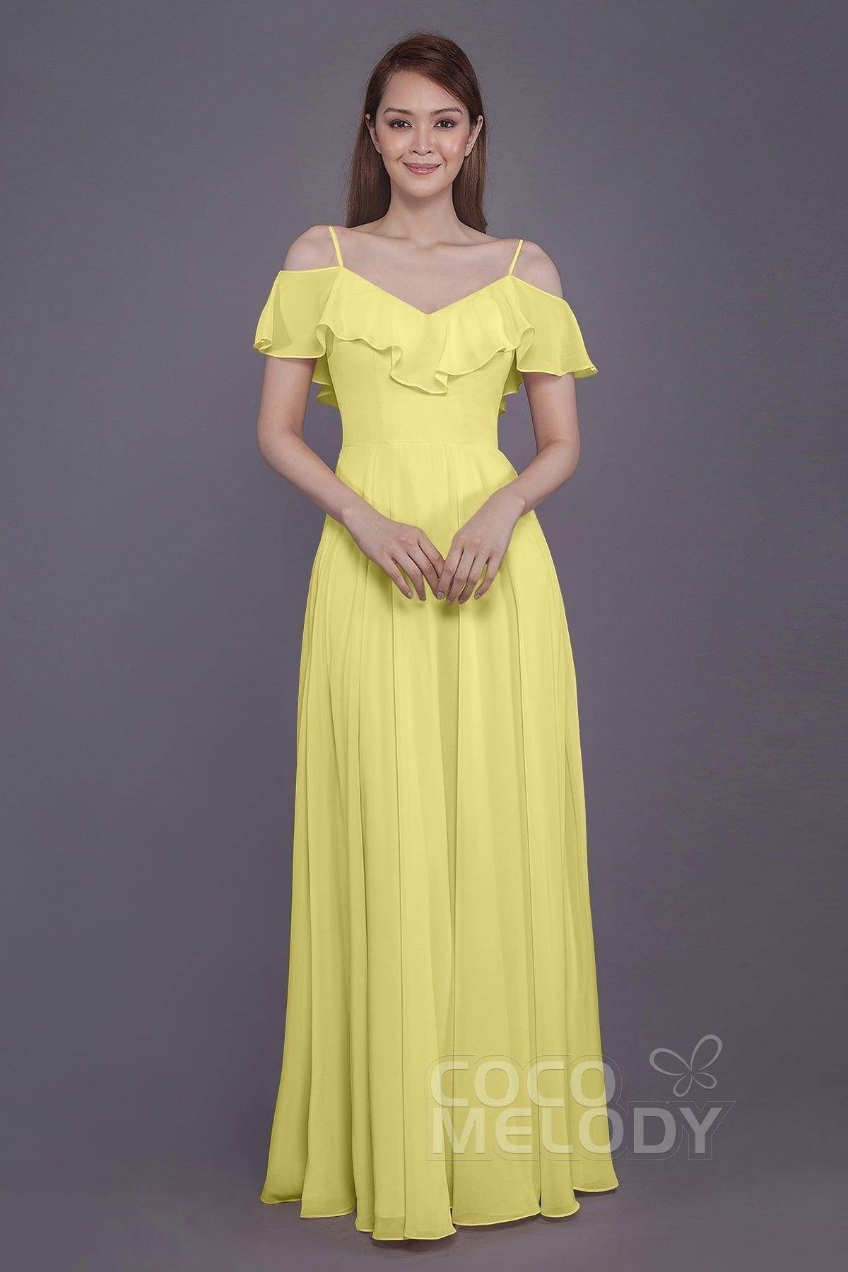 Sheath-Column Floor Length Chiffon Bridesmaid Dress PR3570PS - COCOMELODY